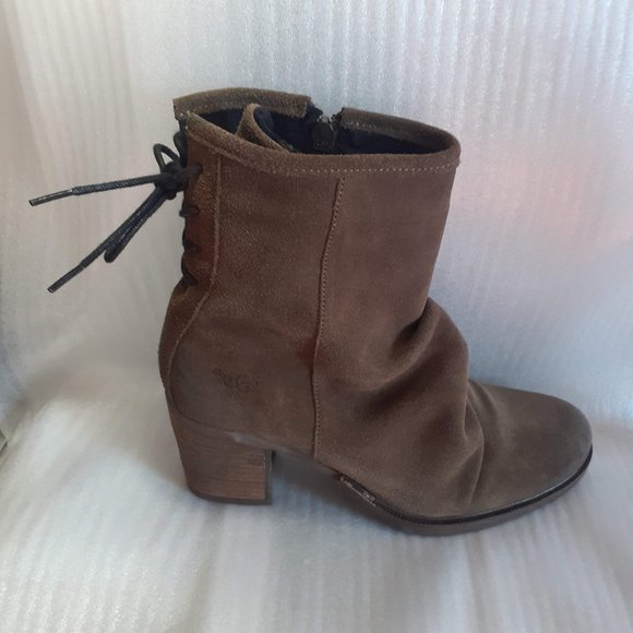 Olive Green WATERPROOF LEATHER Lined Heeled Boot with Zipper Made in Portugal 39 - Picture 3 of 7